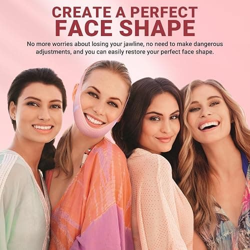 Juskaa Reusable V Line Lifting Mask with Chin Strap for Sleeping,Double Chin Reducer,Face Lift Prevent Sagging, Jaw Exerciser,Light Pink,M thumbnail 6