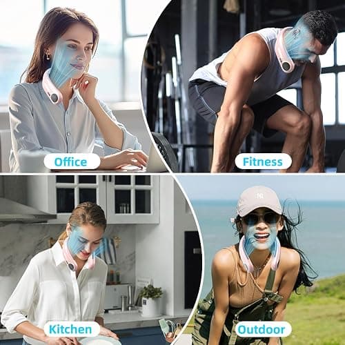 Portable Neck Fan,Hands Free Personal Wearable Bladeless Fan,6000mAh USB Rechargeable,360° Cooling,LED Display,4-Speeds,Birthday Gifts for Men Women Dad Mom,Fathers Day,Mothers Day Gifts (Pink) thumbnail 5