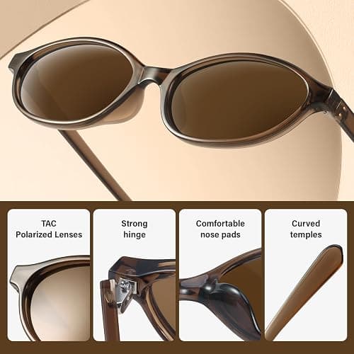 KUGUAOK Retro Oval Sunglasses for Women 90s Design Small Cat Eye Sun Glasses UV Protection Y2k Trendy Narrow Shades thumbnail 5