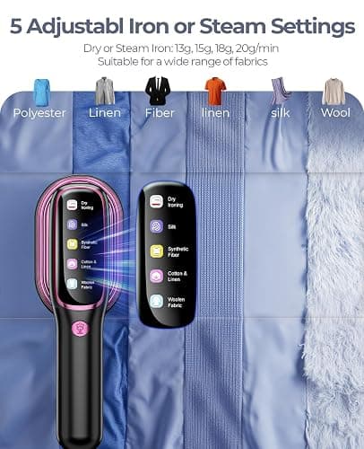YOZLNFO Travel Steamer for Clothes Portable: Handheld Steam Iron 1200W 350°F - 5 Adjustable Steam Anti-Drip 15s Heat Up - Large Ceramic Panel 110-120V thumbnail 5