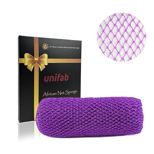 Unifab African Net Sponge Authentic Real African Exfoliating Net Bath Sponge Wash Cloth Exfoliating Washcloth African Net Cloth Body Scrubber for Shower Purple - Image 1