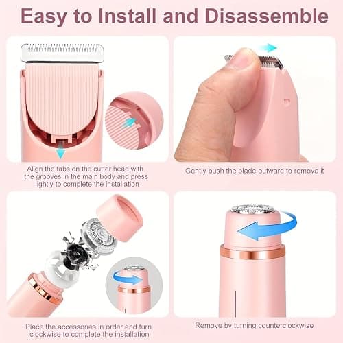 Celosmo 2025 Womens Shaver Dual-Head Bikini Trimmer for Women 2-in-1 Women's Body Shaver USB Charge Waterproof Painless Electric Razors for Silk Skin (Pink) thumbnail 3