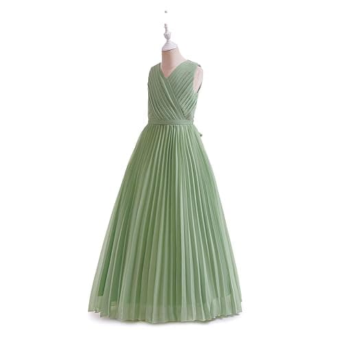 GetWish Flower Girls Wedding Guest Dress Junior Bridesmaid Formal Pageant Pleated Fancy Long Dresses Evening Party Gown thumbnail 4