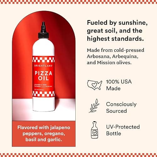Brightland Pizza Oil with Extra Virgin Infused Olive Oil - Herbaceous Oil for Dipping & Dressing - Premium Jalapeño & Herb Flavor Cold-Pressed Oil - Vegan, Plant-Based & Gluten Free, 12 Fl Oz thumbnail 4
