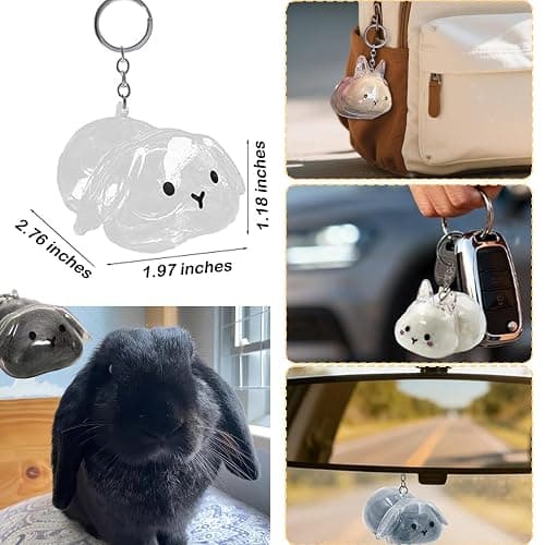CUTENNIOU Rabbit Fur Keepsake Cute Rabbit Hair Keychain, Transparent Pet Fur Memorial Keepsake Collector, Bunny Lover Collecting Gift thumbnail 5
