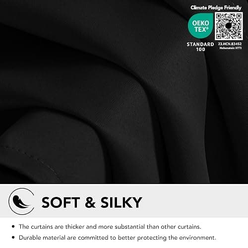 Deconovo Blackout Curtains Bedroom Super Soft Thermal Insulated Eyelet Blackout Curtains for Living Room 46 x 54 Inch Black 2 Panels thumbnail 5