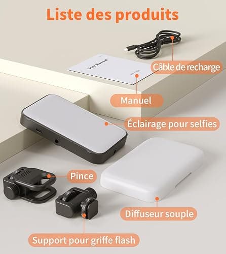 TONEOF Lampe Selfie Portable Rechargeable,Coque Souple avec Support Intégré | Coque souple et support intégré, luminosité multiple réglable pour visioconférence et création de contenu thumbnail 7