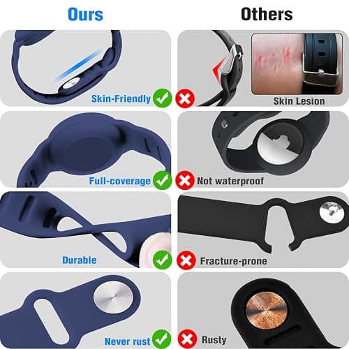Waterproof AirTag Bracelet for Kids, Cut Cartoon Air Tag Holder for Kids with Full Coverage Hidden Design, Silicone Airtag Wristband for Child - Blue thumbnail 6