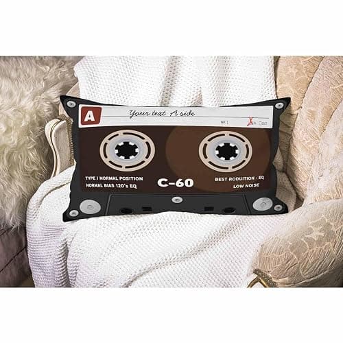 Smooffly Retro Audio Cassette Throw Pillow Music Record Player Low Noise 80s Plastic Tape Waist Lumbar Cotton Linen Throw Pillow case Cushion Cover for Sofa Home Decorative Oblong 12x20 Inches thumbnail 2