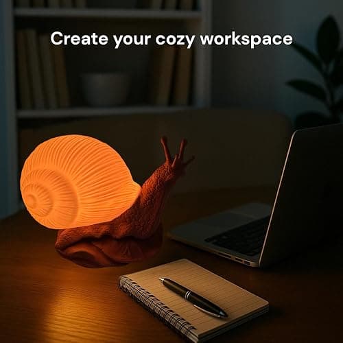 Delta Loom Glowing Snail LED Table Lamp - USB Powered, 15 Color Changing Modes, Dimmable Night Light with Switch - Warm White & Multicolor Lamp for Kids, Adults, Bedroom, Desk, and Gifts thumbnail 4