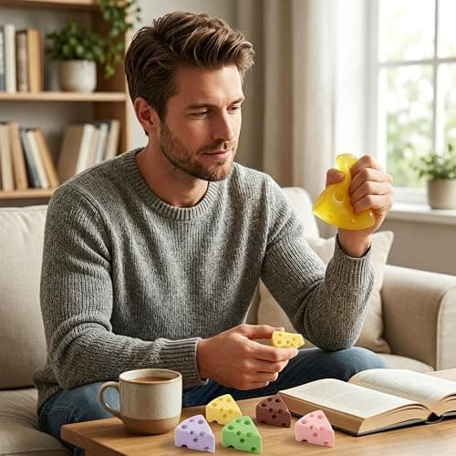 Nouysoc 8 PCS Cheese Squishy, Cheese Block Squishy, Set with Transparent and Mini Triangle Cheese Shapes for Sensory Play and Stress Relief, Soft Squeeze Tools, Collectible Food Themed Stress Balls thumbnail 7