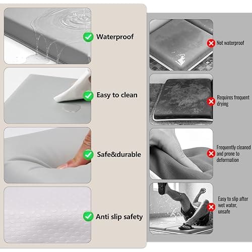 JVEOO Baby Waterproof Vegan Leather Bath Kneeler and Elbow Rest Pad Set | Thickened Non-Slip Memory Foam Knee & Arm Support Bathtub Mat with Toy Organizer for Infant Toddler Bathing thumbnail 6