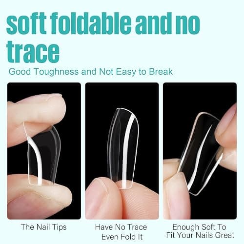 TOMICCA Short Square Nail Tips, 504Pcs Clear Press on Nails Square Full Cover Nail Tips Clear False Press on Nails, Soft Tips for Gel Nail Extension DIY Nail Salon 12 Sizes thumbnail 2