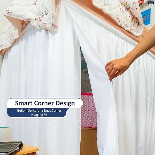 Cottingon Dorm Room Bed Skirt, 100% Microfiber, White, Twin XL-36'' Drop thumbnail 5