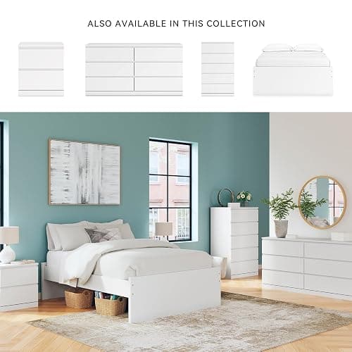 Signature Design by Ashley Onita Contemporary 2 Drawer Nightstand, 21.75" Tall, White thumbnail 6