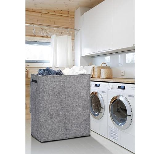 DOKEHOM 150L Double Laundry Basket with Lid and Removable Laundry Bags, Large Collapsible Laundry Hamper with 2 Sections for Bedroom, Bathroom, Laundry Room, Colloge (Grey) thumbnail 8