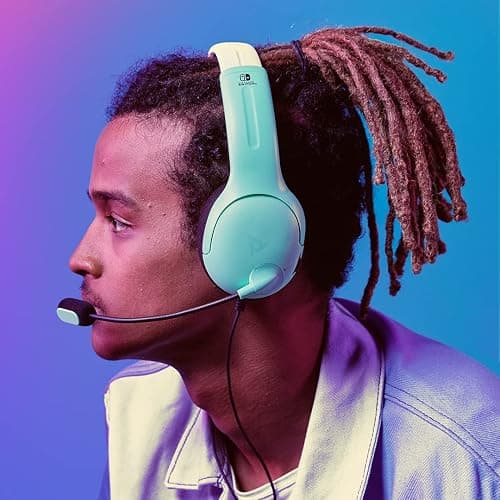 PDP AIRLITE Stereo Headset with Mic for Nintendo Switch/Switch Lite/OLED - Noise Cancelling Microphone, Lightweight, Soft Comfort On Ear Headphones, 3.5mm Jack - Animal Crossing Aloha Blue & Green thumbnail 7
