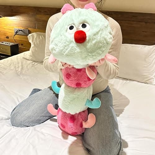 Hofun4U Caterpillar Stuffed Long Plush Pillow - Home Decoration Christmas Birthday for Kids Adults (Green,33 inch) thumbnail 4