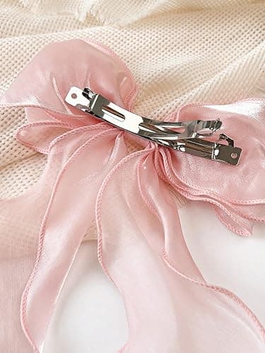 Haarschleifen für Frauen – große Schleifenspangen mit Metallclips und langem Schwanz-Design, niedliche Klammern für dickes, mittelstarkes und dünnes Haar. thumbnail 3