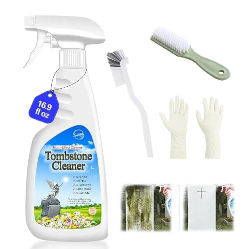 SnowLily Headstone & Stone Renewer — Formulated to Clear Moss & Stains from Granite, Quartz, Tile & Slate | Includes Tool Kit | 16.9 FL OZ - Image 1