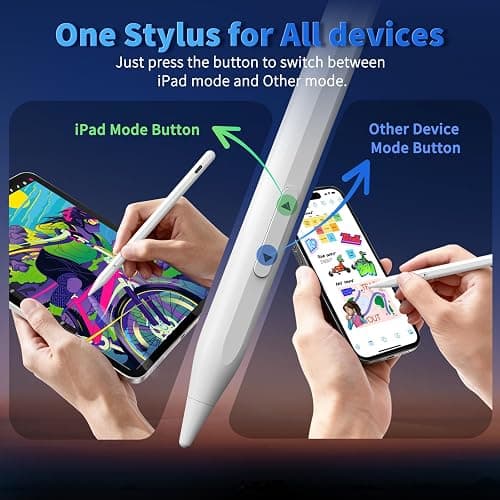 iPhone iPad Pencil for iOS & Android Touch Screens, New Designed 15 Mins Fast Charge Universal Stylus Pen for Apple iPad Pro, Air, Mini, (Palm Rejection) iWatch, iPhone, Samsung, Tablet All Devices thumbnail 2