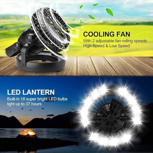 Odoland Portable LED Camping Lantern with Ceiling Fan - Hurricane Emergency thumbnail 3