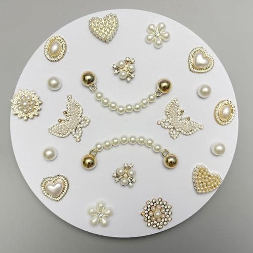 20pcs Bling Gems Plastic Butterfly Flower Sparkling Rhinestones Pearl DIY Shoe Decoration Charms for Women's Party Favor thumbnail 2