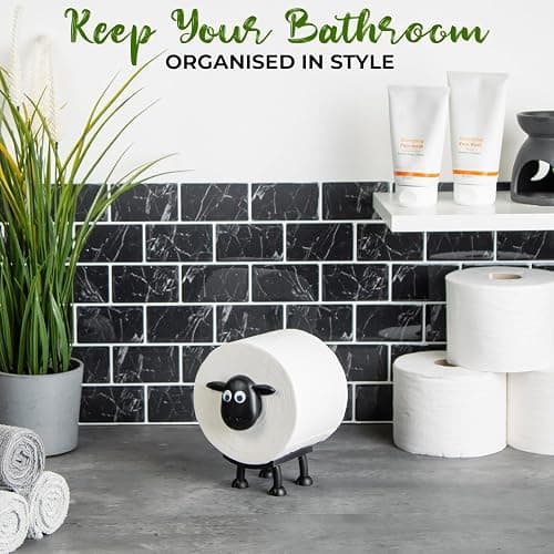 VELENTI Sheep Toilet Roll Holder - Funny Toilet Paper Holder Free Standing Bathroom Set - 3D Printed Black Sheep Loo Roll Holder - Hilarious Tissue Paper Roll Storage - Cute Bathroom Decor - Set of 1 thumbnail 3
