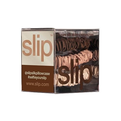 SLIP Amazon Exclusive Skinny Scrunchies: Anti-Crease, Anti-Breakage Slipsilk™ Design Protects Delicate Hair | Includes 3 Pure Silk Scrunchies, Basics thumbnail 3