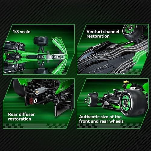 CaDA C64010W Kick Sauber F1 Team C44 Racing Building Set,MOC 1:8 F1 Building Block Car,Formula 1 Championship Super Car Model for Adults (2553pcs) thumbnail 5