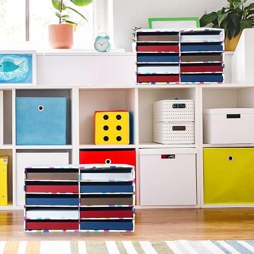 2 Pcs Confetti Classroom Paper Storage Organizer 19x12 Construction Paper Storage Desktop Mailbox File Sorter Sturdy Cardboard Literature Organizer for Home Office School thumbnail 6