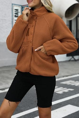 Nirovien Womens Fuzzy Fleece Jacket Button Down Sherpa Coats Casual Winter Warm Outwear with Pockets thumbnail 3