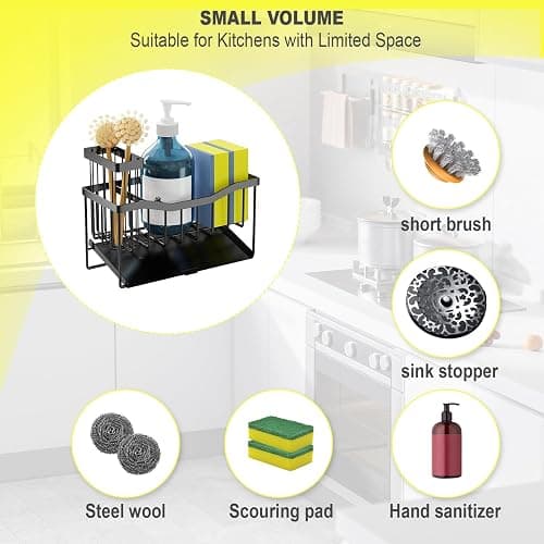 Fssvcd Maifan Sink Caddy Sponge Holder for Kitchen with Brush Holder and Stainless Steel Self Drain Tray, Rustproof Kitchen Sink Organizer for Sponge, Soap Dispenser Storage Accessories thumbnail 3
