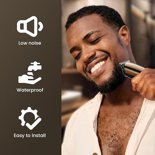 SHPAVVER Beard Trimmer for Men: Professional Barber Hair Clippers - 12-in-1 Cordless Grooming Kit - Waterproof Electric Razor with Turbo Speed & Precision Blades, Gold thumbnail 5