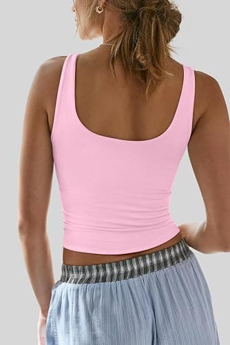 REORIA Tank Tops for Women Double Lined V Neck Summer Sleeveless Casual Basic 2026 Trendy Workout Clothes thumbnail 5