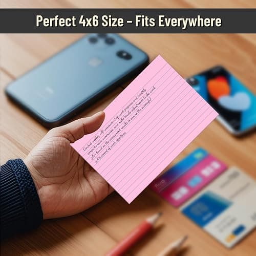 200 Pcs Index Cards 4 x 6 Inch Ruled Pink Index Cards, College Ruled Flash Cards for School, College, Office and Home Organization, Durable Study To Do List Note Cards with Ruled Lines, 5 Pack of 40 thumbnail 4