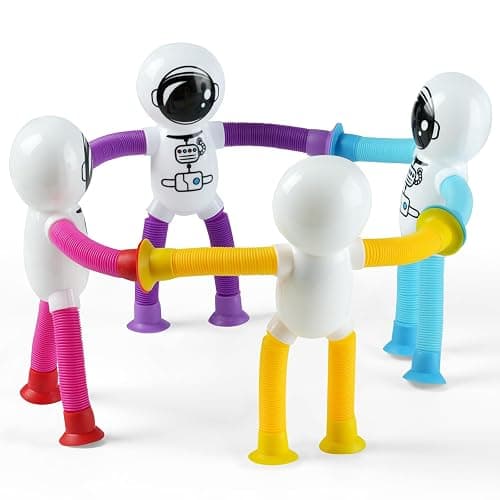 Astronaut Sensory Toys,Chirstmas Gifts for Grandkids Toddlers,4Pcs Suction Autism Toy Pop Tube Fidget Toys,Autistic Busy Travel Toys Chirstmas Stocking Stuffers thumbnail 3