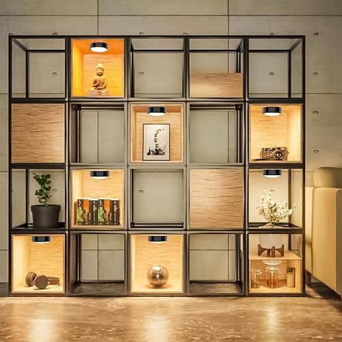 HELPLEX Puck Lights with Remote, Colors Changeable LED Puck Light Battery Powered Dimmable Under Cabinet Lights Wireless Under Counter Light RGBW Push Light, Timing & Memory Function, Black, 6 Pack - BLACK - 6 PACK NO Battery thumbnail 3