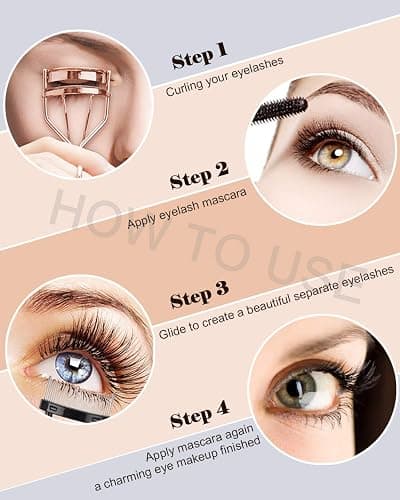 TPPICK Eyelash Curler Kit Metal Lash Curlers with Mascara Applicator Eyelashes Separator Comb & 6 Replacement Refill Pads (Rose Gold) thumbnail 5