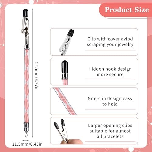 2 in 1 Bracelet Helper Tool -WIFORT Bracelet Helper to Put on Yourself, Quick Release Fastening Jewelry Clasp Helpers,Bracelet Assist Tool with Hook for Necklace, 197mm Extended Design thumbnail 4