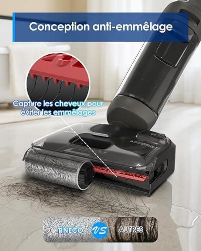 Tineco Floor One i6 Stretch Aspirateur Laveur 20 000Pa 40 Min Plat à 180° | Nettoyage Deux Bords, 40 Min d'autonomie, séchage 5 Min 85°C thumbnail 6