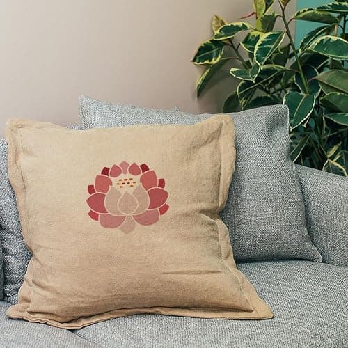 FINGERINSPIRE 6 Pcs Lotus Flower Painting Stencil 5.9x5.9inch PET Lotus Symbols Spraying Stencil Reusable Lotus Flower Throne Pattern Wall Stencil Creative Hollow Out Template for Painting On Wood thumbnail 6