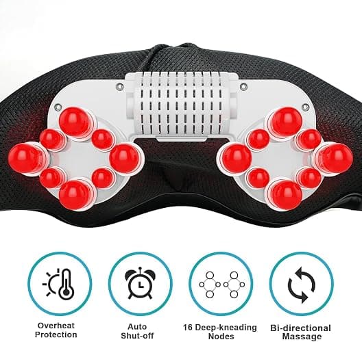 cotsoco Cordless Shiatsu Neck and Shoulder Massager with Heat,Portable Massagers for Neck and Back,3D Deep Tissue Kneading Back Massager for Muscle Pain Relief,Perfect Gifts for Men and Woman - With Battery thumbnail 5
