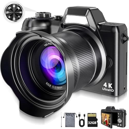 4K Digital Camera for Photography & Vlogging, 56MP Point and Shoot Digital Cameras with 180° Flip Screen, 16X Zoom Compact Travel Camera, Portable Cámara for Adults & Beginners with 32GB SD Card thumbnail 9
