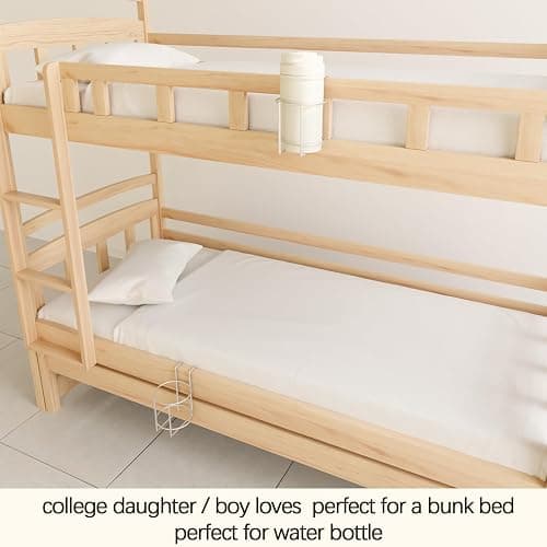 Cup Holder for Bed (Diameter: 3.3IN) Drink Holder Water Bottle/Glass Organizer for Wood Dorm Room Bunk Bed Crib, Metal Toddle Bed,Loft Bedside, Headbed, Car,Office Desk Partition thumbnail 5