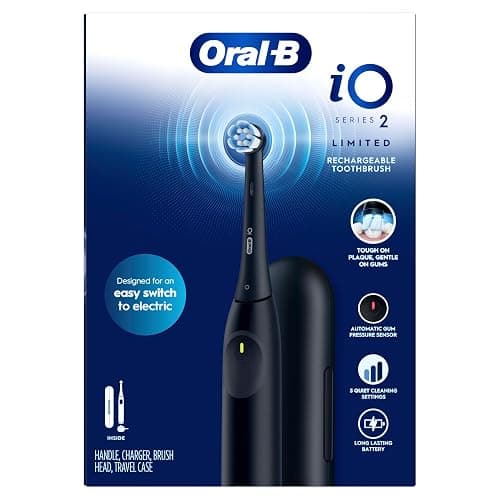 Oral-B Rechargeable Electric Toothbrush, iO Limited Simple Clean, 3 Cleaning Modes, Automatic Pressure Sensor to Protect Gums, Travel Case, Night Black thumbnail 9