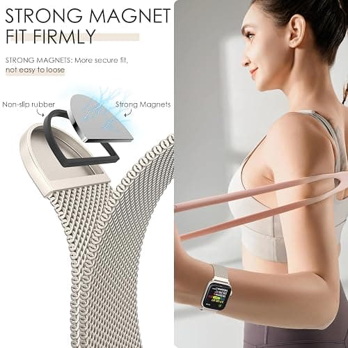 Original Milanese Loop Compatible with Apple Watch Straps 38mm 40mm 41mm 42mm 44mm 45mm 46mm 49mm Women & Men, Magnetic Clasp Adjustable Metal Bands for iWatch Series 11 10 9 8 7 6 5 4 2,Ultra 3,SE 3 thumbnail 4