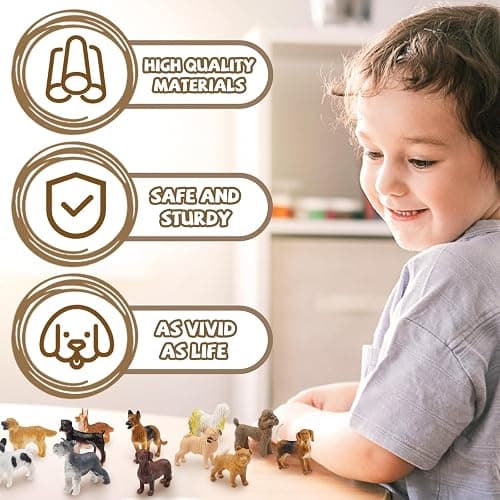 DOITEM Dog Figures for Kids, 12pcs Plastic Realistic Puppy Figurines, Small Dog Cake Topper, Learning Educational Toys Cake Toppers Birthday Gift for Kids Toddlers thumbnail 5
