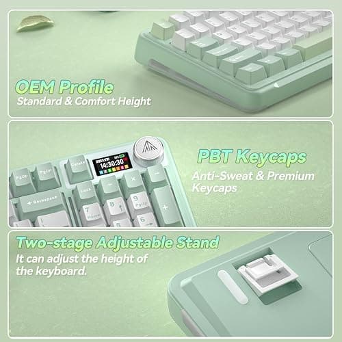 SOLAKAKA A99 Pro Wireless Mechanical Keyboard with BT5.0/2.4GHz/USB-C, LCD Screen & Metal Knob, Gasket-Mounted Gaming Keyboard, Full Hot-Swappable, RGB Creamy Keyboard for Win/Mac thumbnail 9