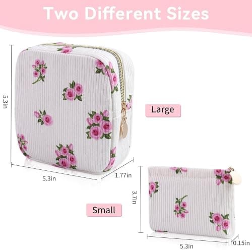Teircno 2-Pack Period Bag for Women Girls, Portable Corduroy Sanitary Napkin Storage Bag Period Pouch Small Discreet Menstrual Pouch, Sanitary Pads Bag Period Kits Tampons Holder for First Period thumbnail 2